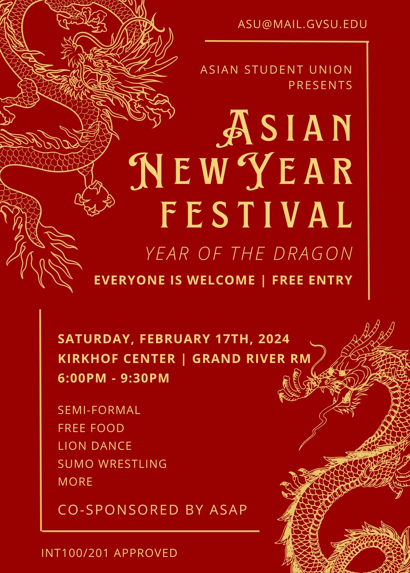 red poster with golden dragon